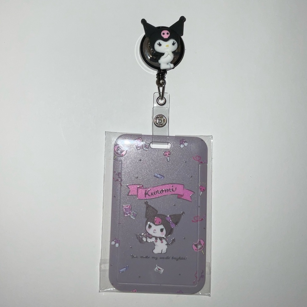 Hello kitty KUROMI ID holder with lanyard NWT